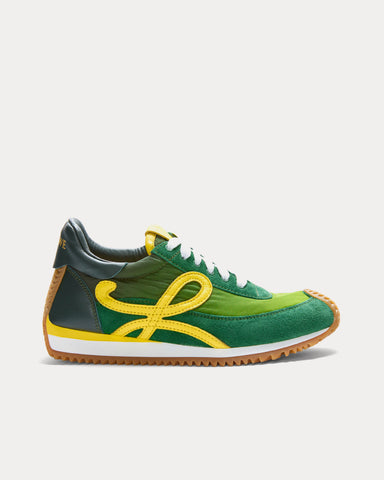 Loewe Flow Runner 2.0 Nylon & Suede Gradient Green / Yellow Low Top Sneakers