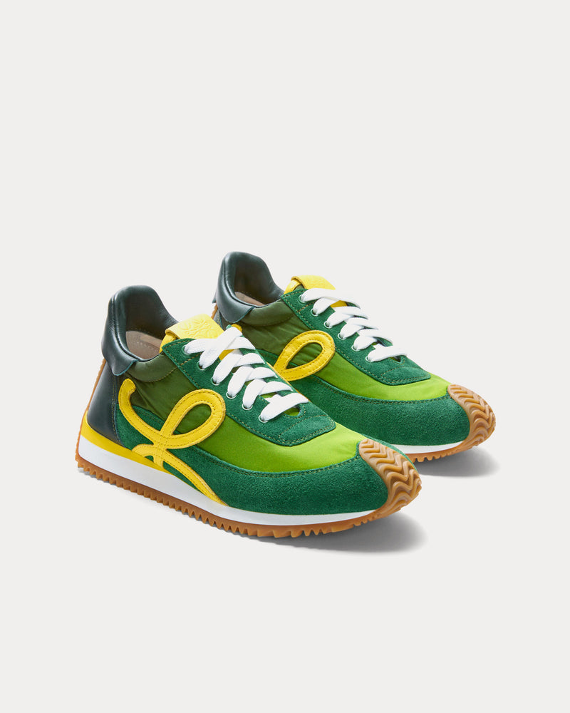 Loewe Flow Runner 2.0 Nylon & Suede Gradient Green / Yellow Low Top Sneakers - 2