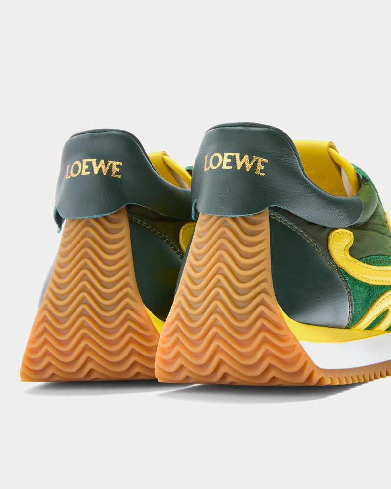 Loewe Flow Runner 2.0 Nylon & Suede Gradient Green / Yellow Low Top Sneakers - 3