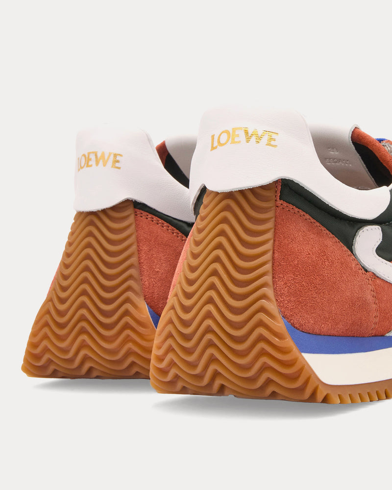 Loewe Flow Runner 2.0 Nylon & Suede Khaki / White / Orange Low Top Sneakers - 3