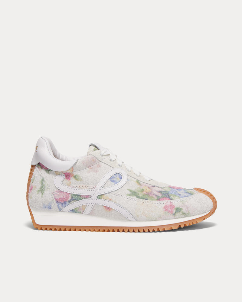 Loewe Flow Runner Brushed Suede White / Pink Multi Low Top Sneakers - 1