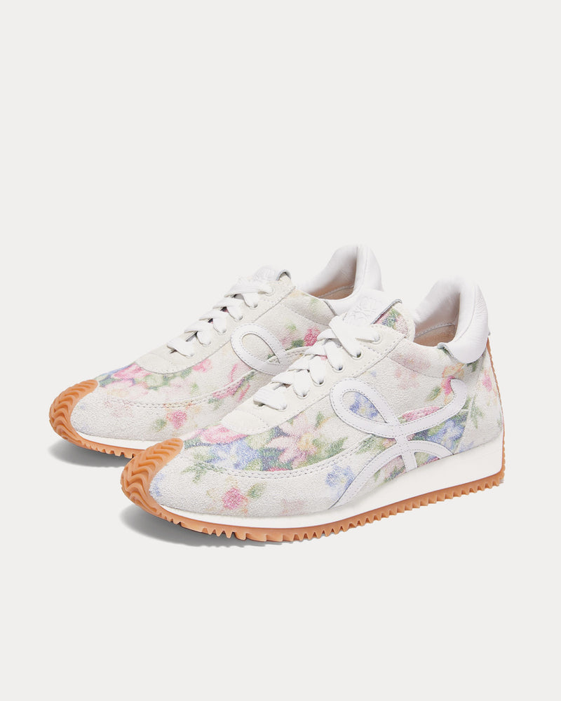 Loewe Flow Runner Brushed Suede White / Pink Multi Low Top Sneakers - 2