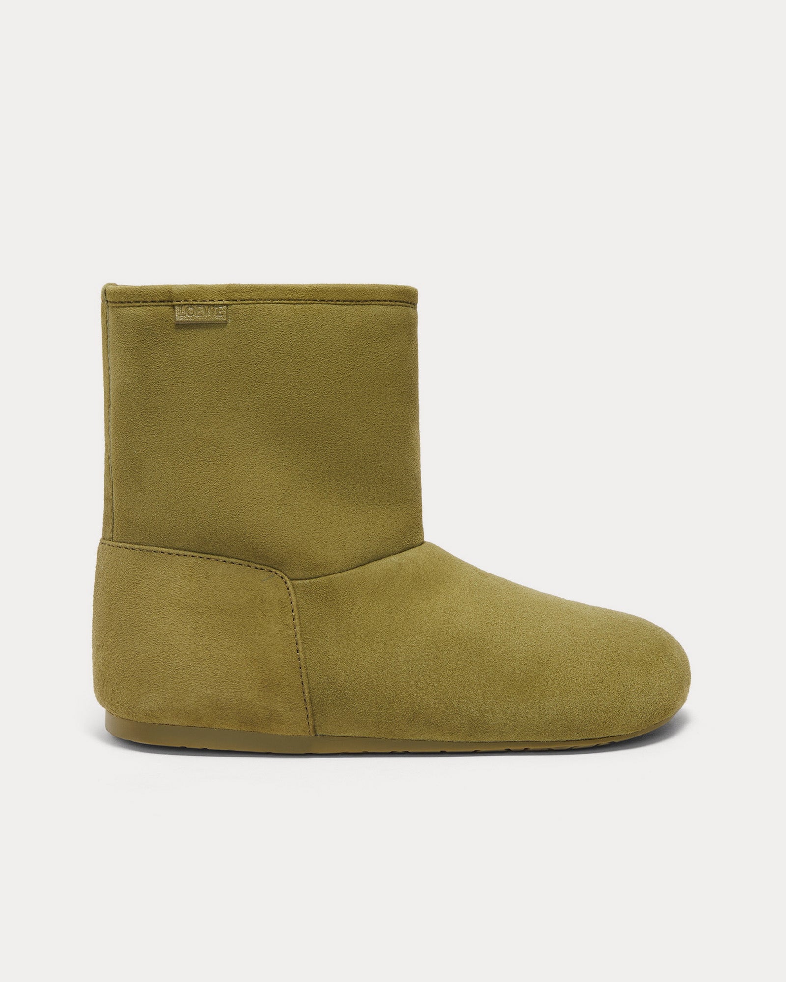 Loewe Lago Suede & Shearling Olive Green Boots - 1