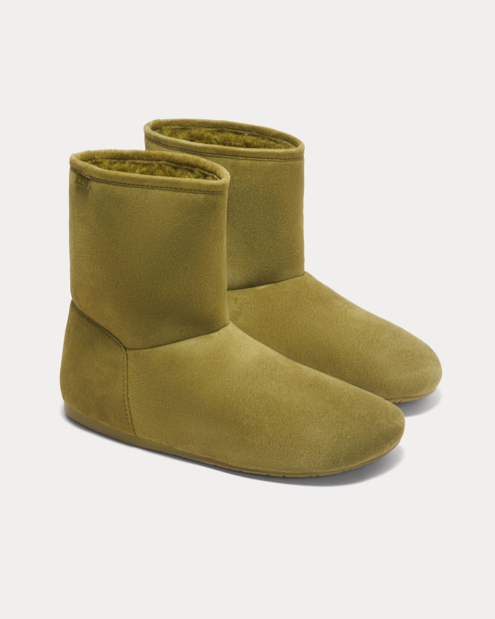 Loewe Lago Suede & Shearling Olive Green Boots - 2