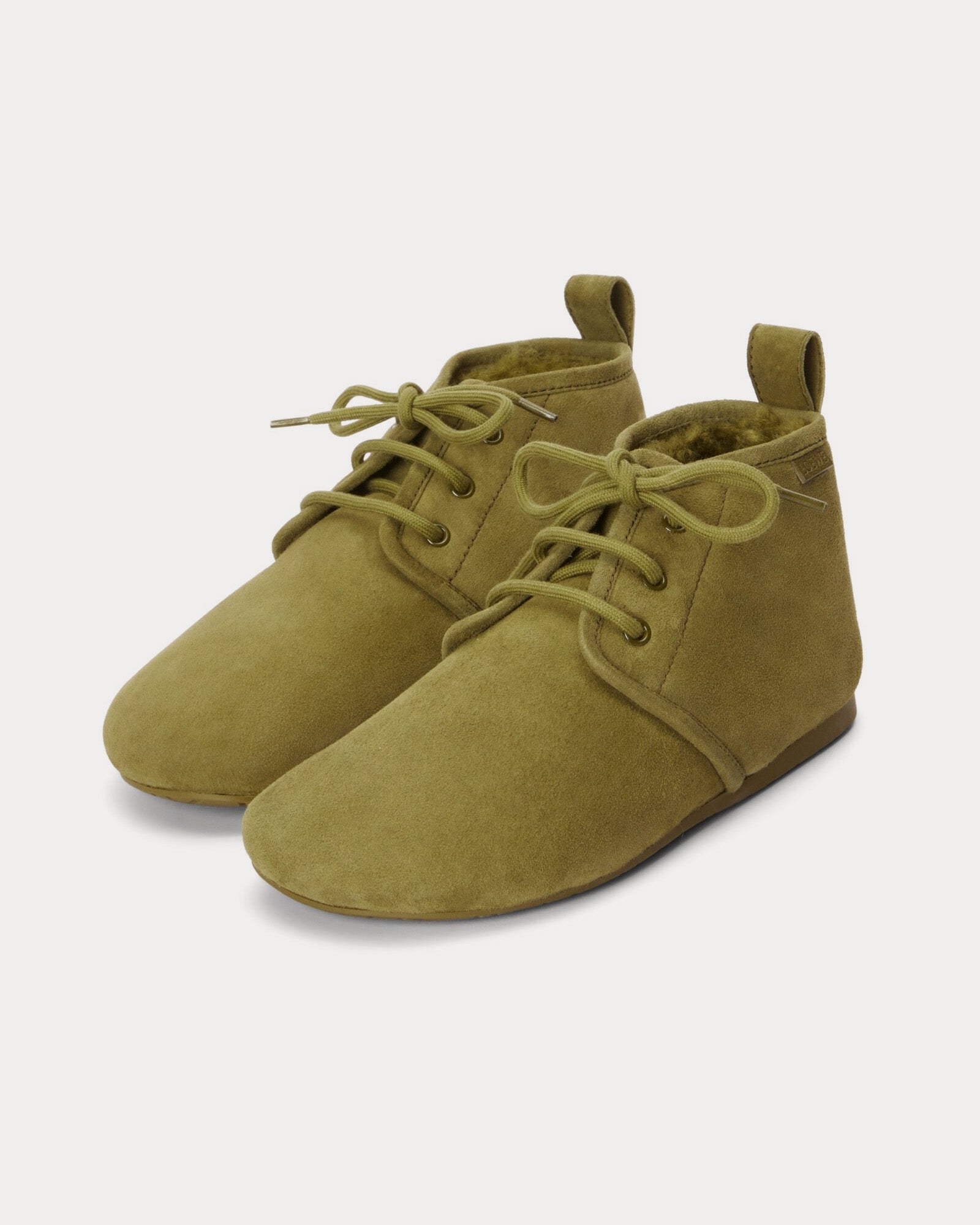 Loewe Lago Suede & Shearling Olive Green Booties - 2