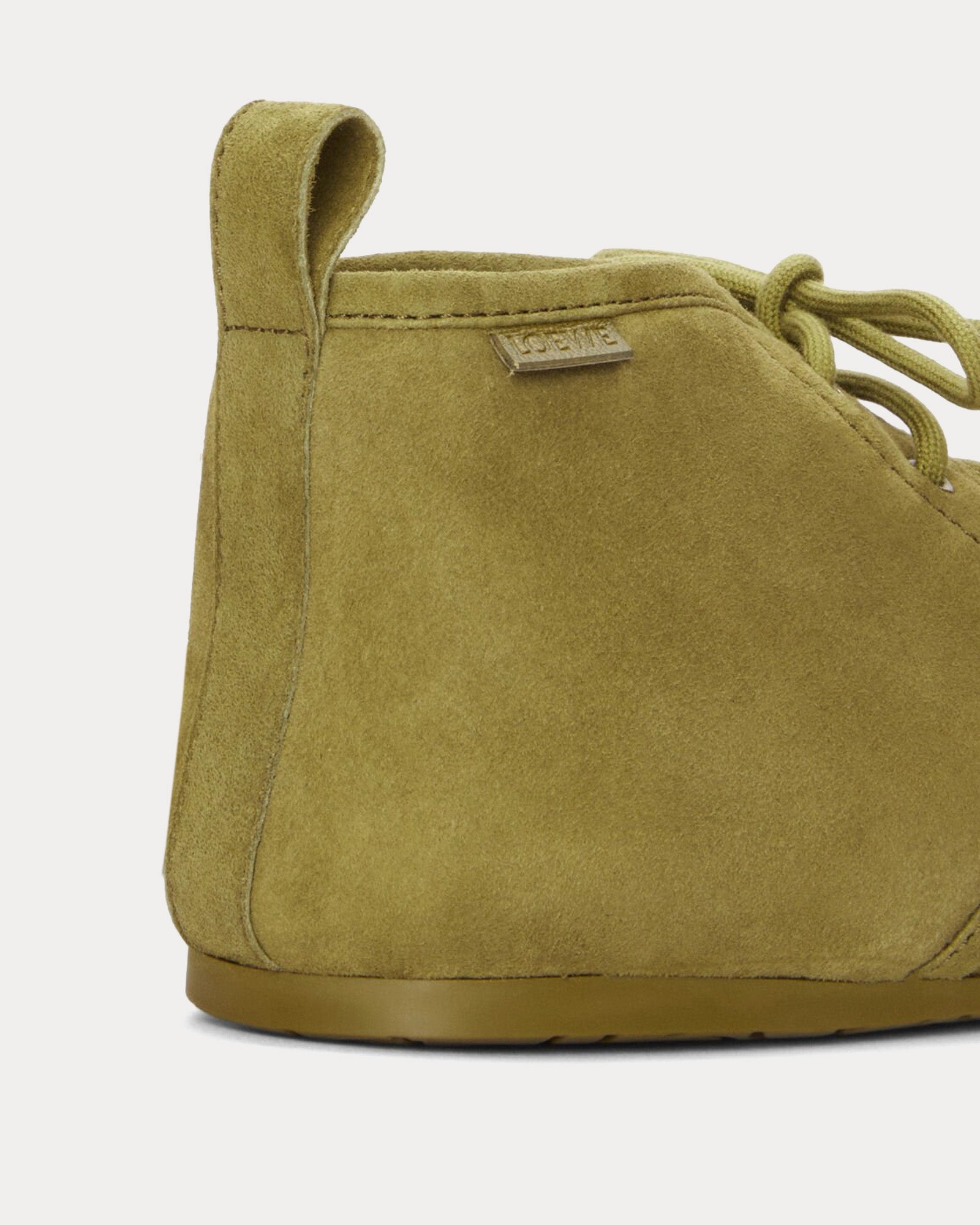 Loewe Lago Suede & Shearling Olive Green Booties - 3