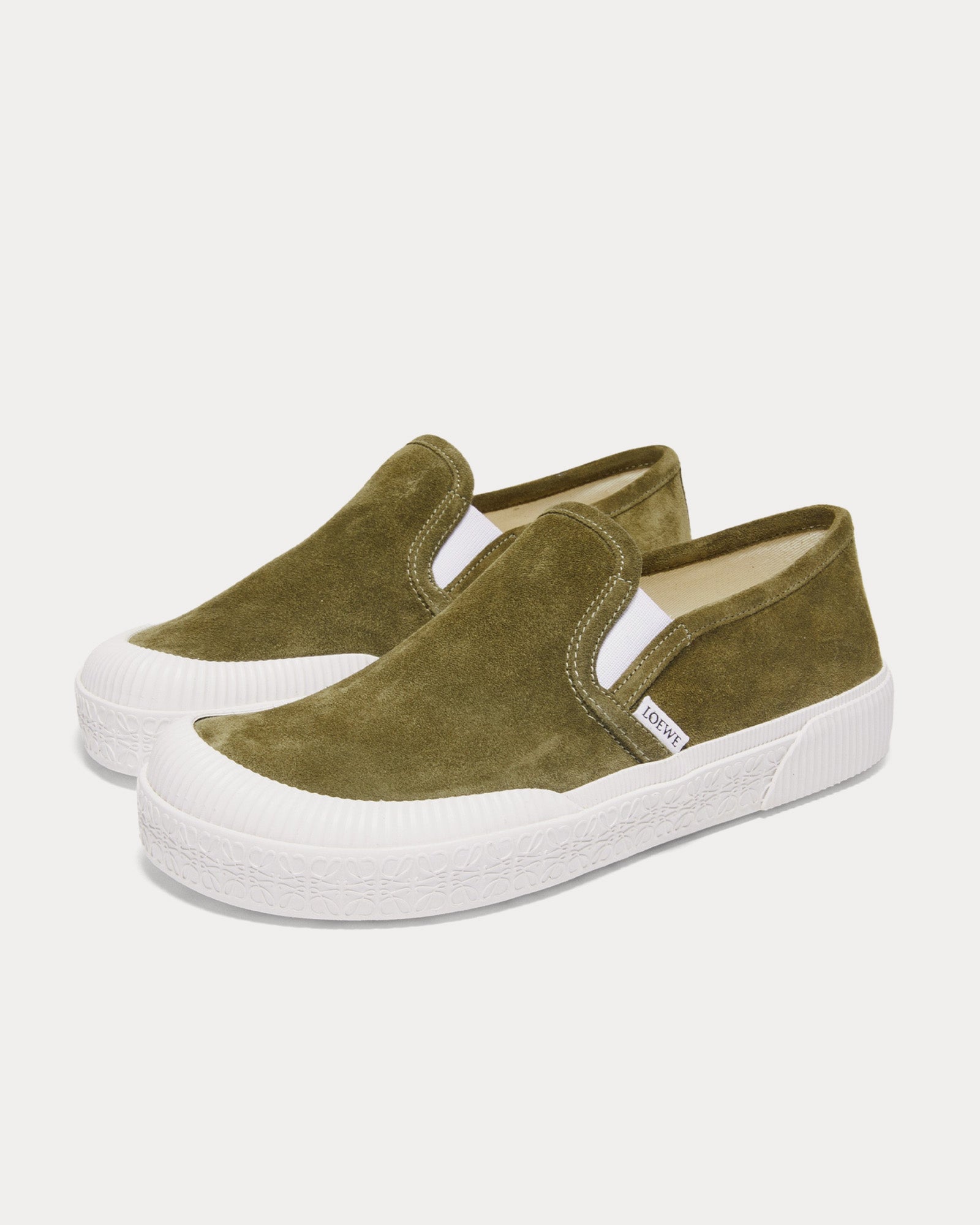 Loewe Terra Vulca Suede Olive Slip On Sneakers - 2