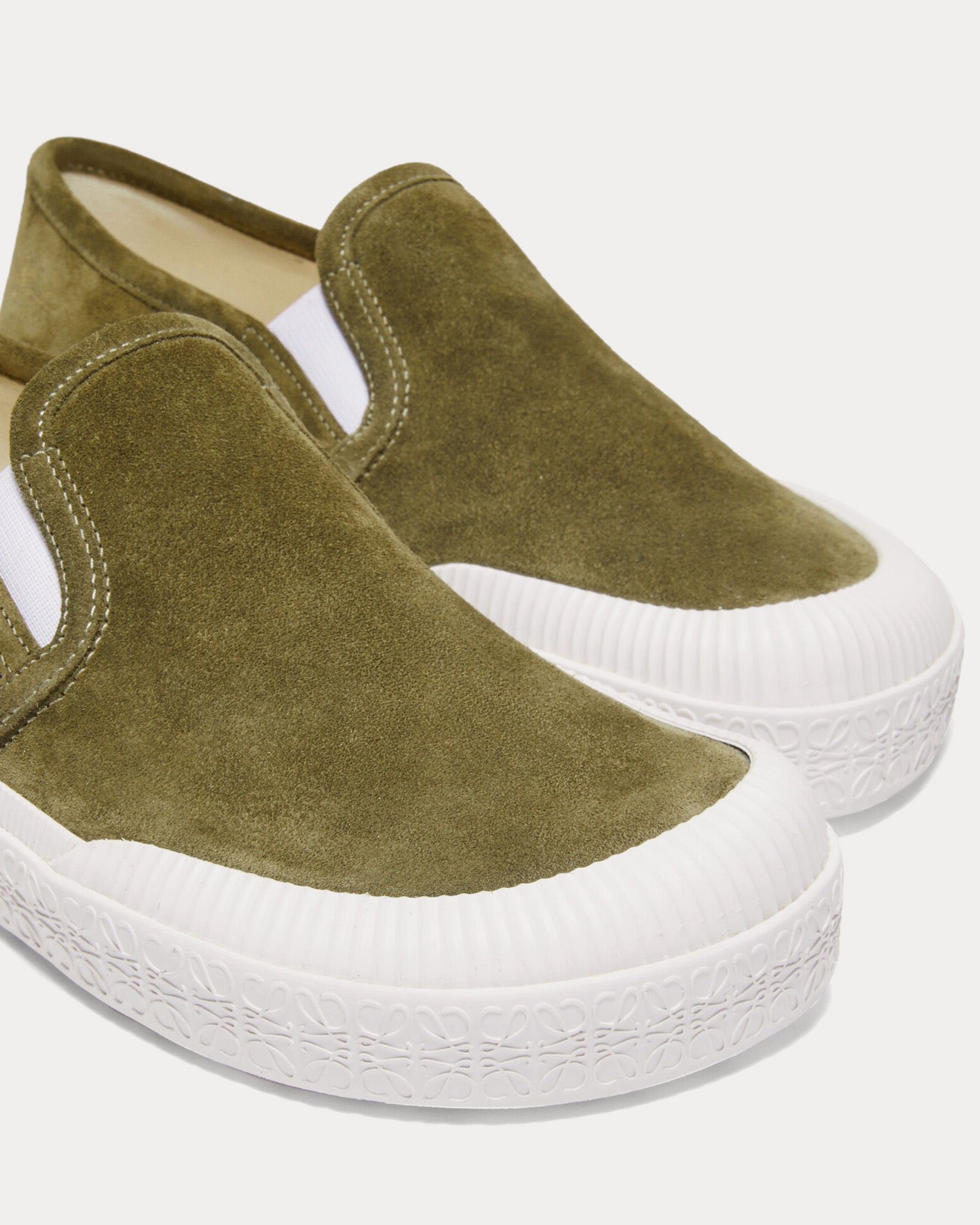 Loewe Terra Vulca Suede Olive Slip On Sneakers - 3