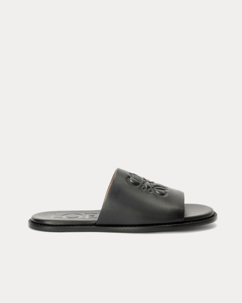 Loewe x Paula's Ibiza Flex Anagram Soft Calfskin Black Slides - 1