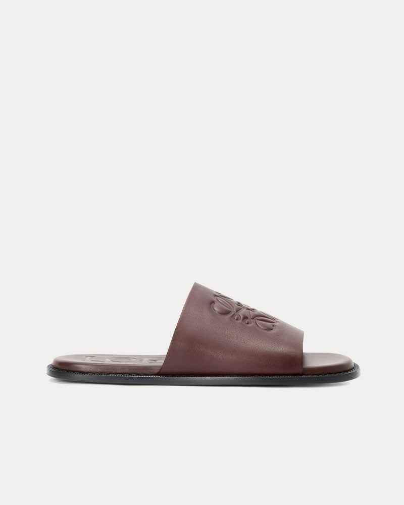 Loewe x Paula's Ibiza Flex Anagram Soft Calfskin Oxblood Slides - 1