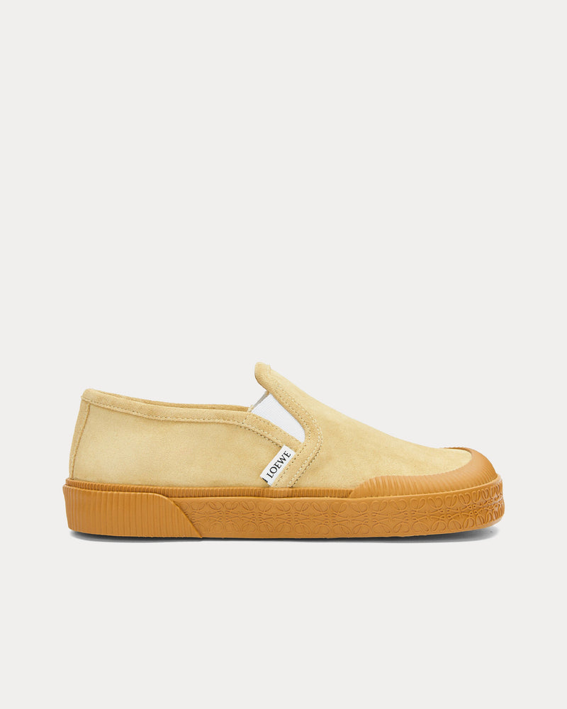 Loewe x Paula's Ibiza Terra Vulca Suede Gold Slip On Sneakers - 1