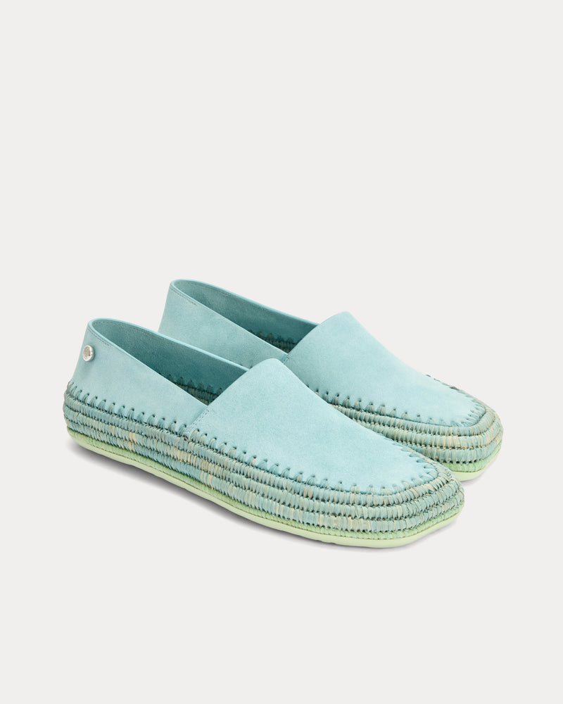 Loewe x Paula's Ibiza Rio Suede & Raffia Light Blue Slippers - 2