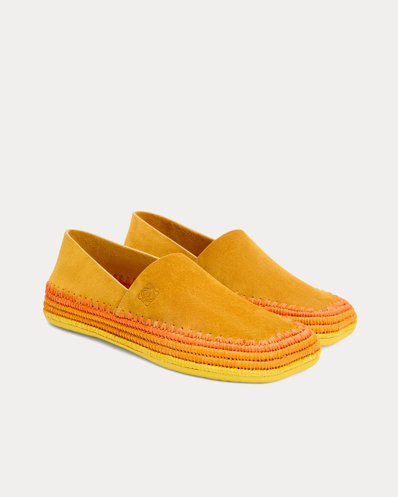 Loewe x Paula's Ibiza Rio Suede & Raffia Orange Slippers - 2