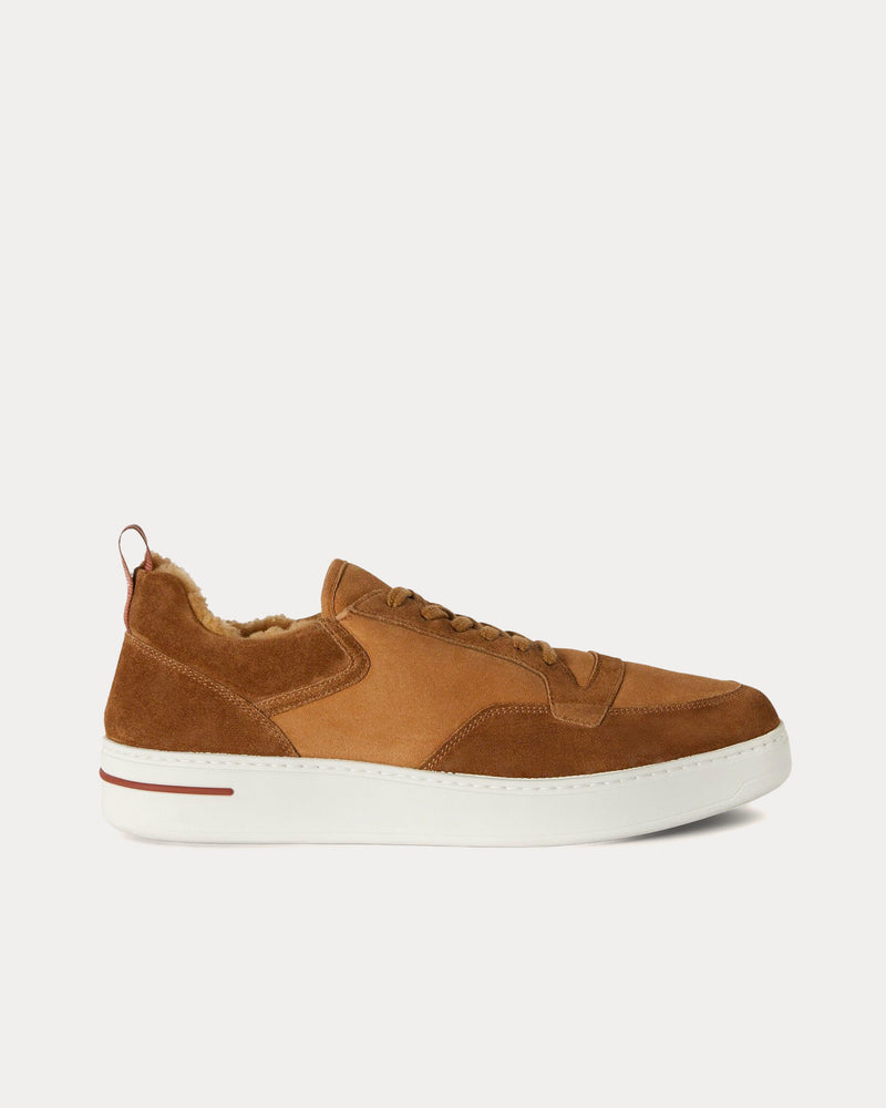 Loro Piana Newport Suede Calf Split Caramello Low Top Sneakers - 1