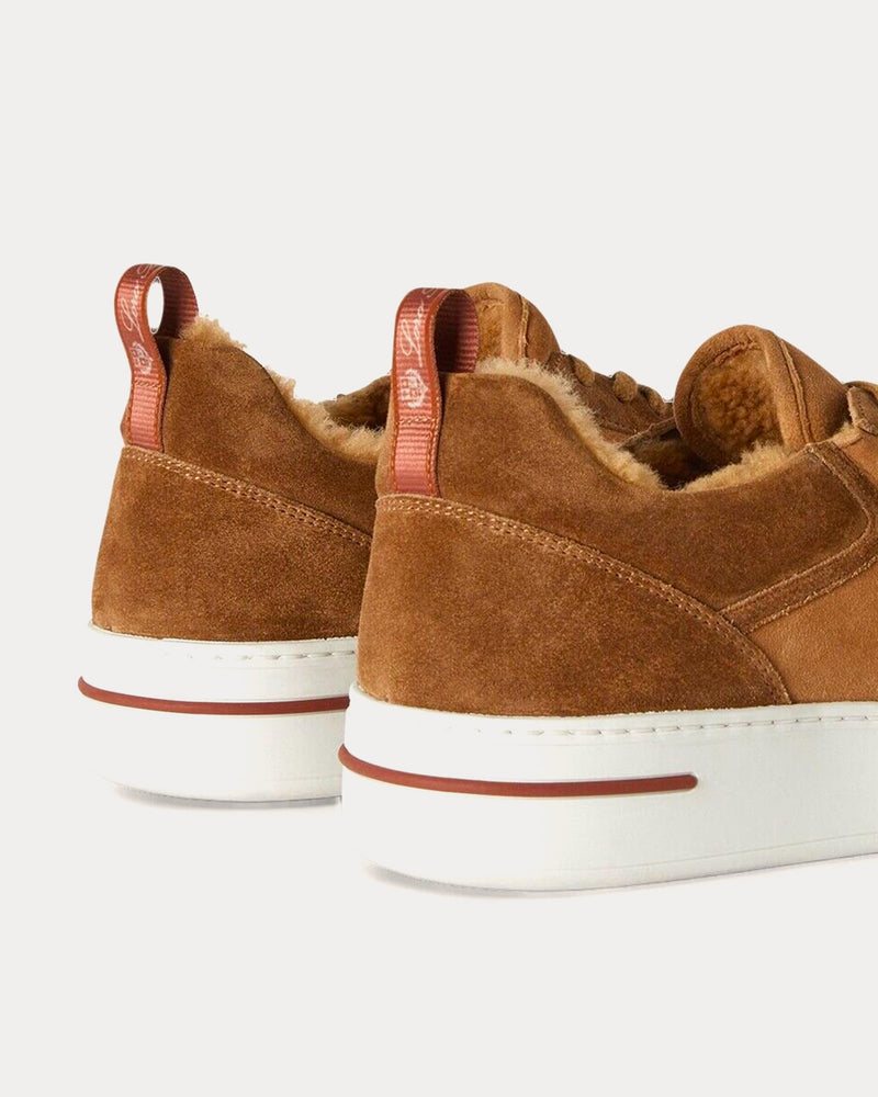 Loro Piana Newport Suede Calf Split Caramello Low Top Sneakers - 2