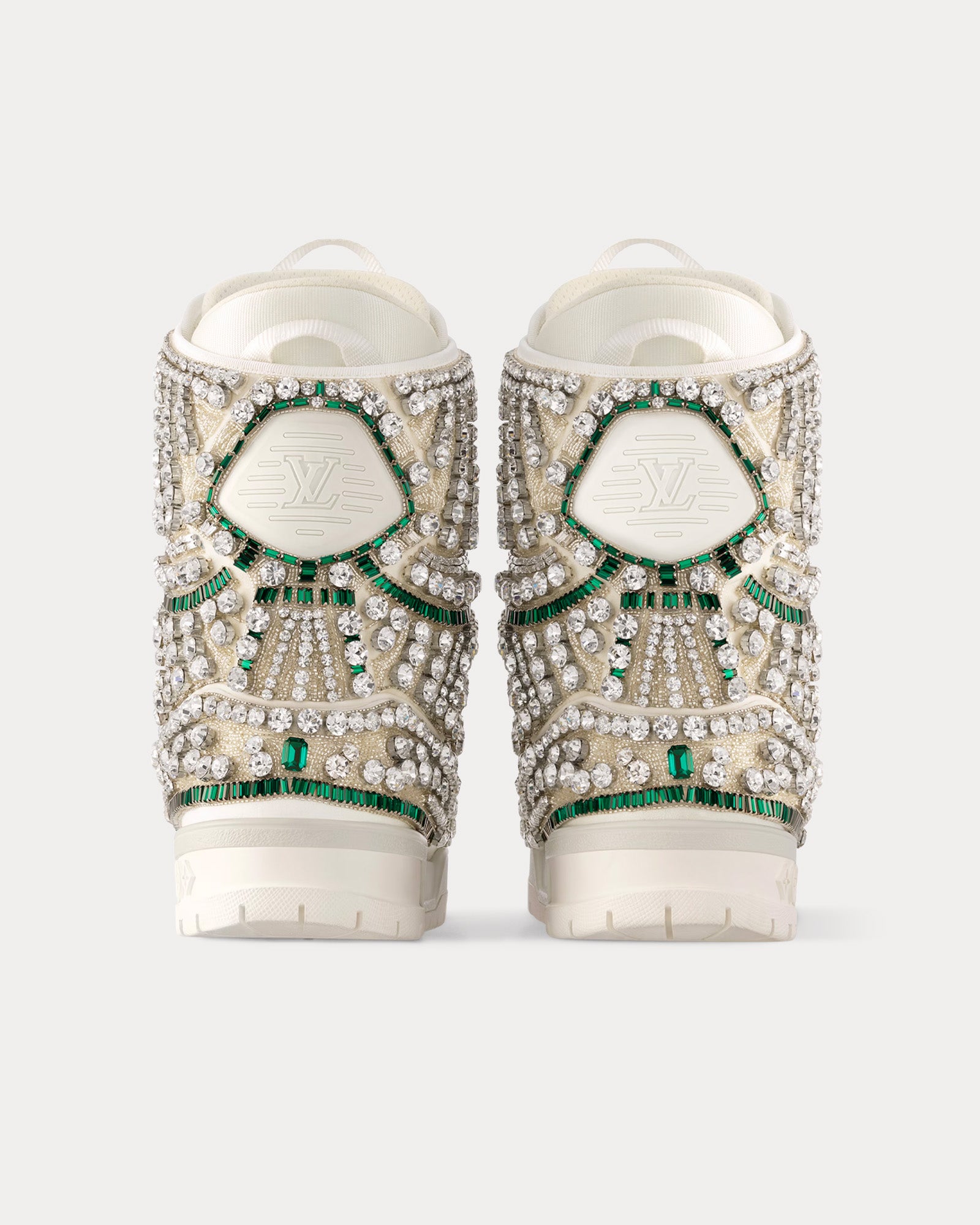 Louis Vuitton LV Trainer with Crystals & Pearls White / Green Ski Boots - 3