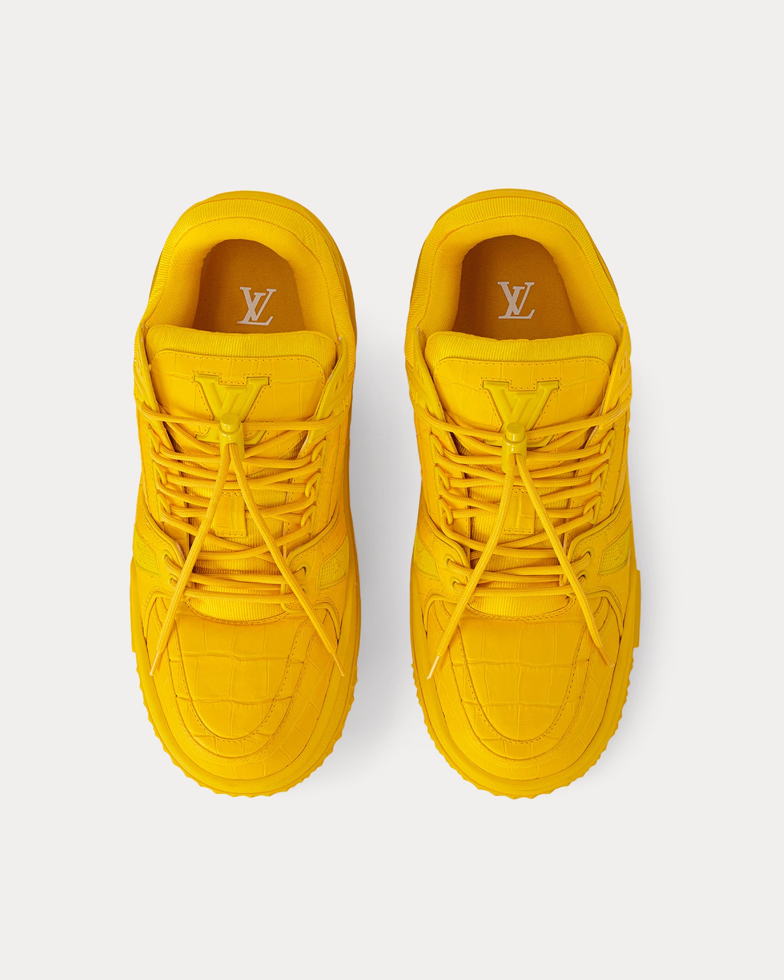 Louis Vuitton - LV Trainer Maxi Alligator-Printed Calf Leather Yellow Low Top Sneakers