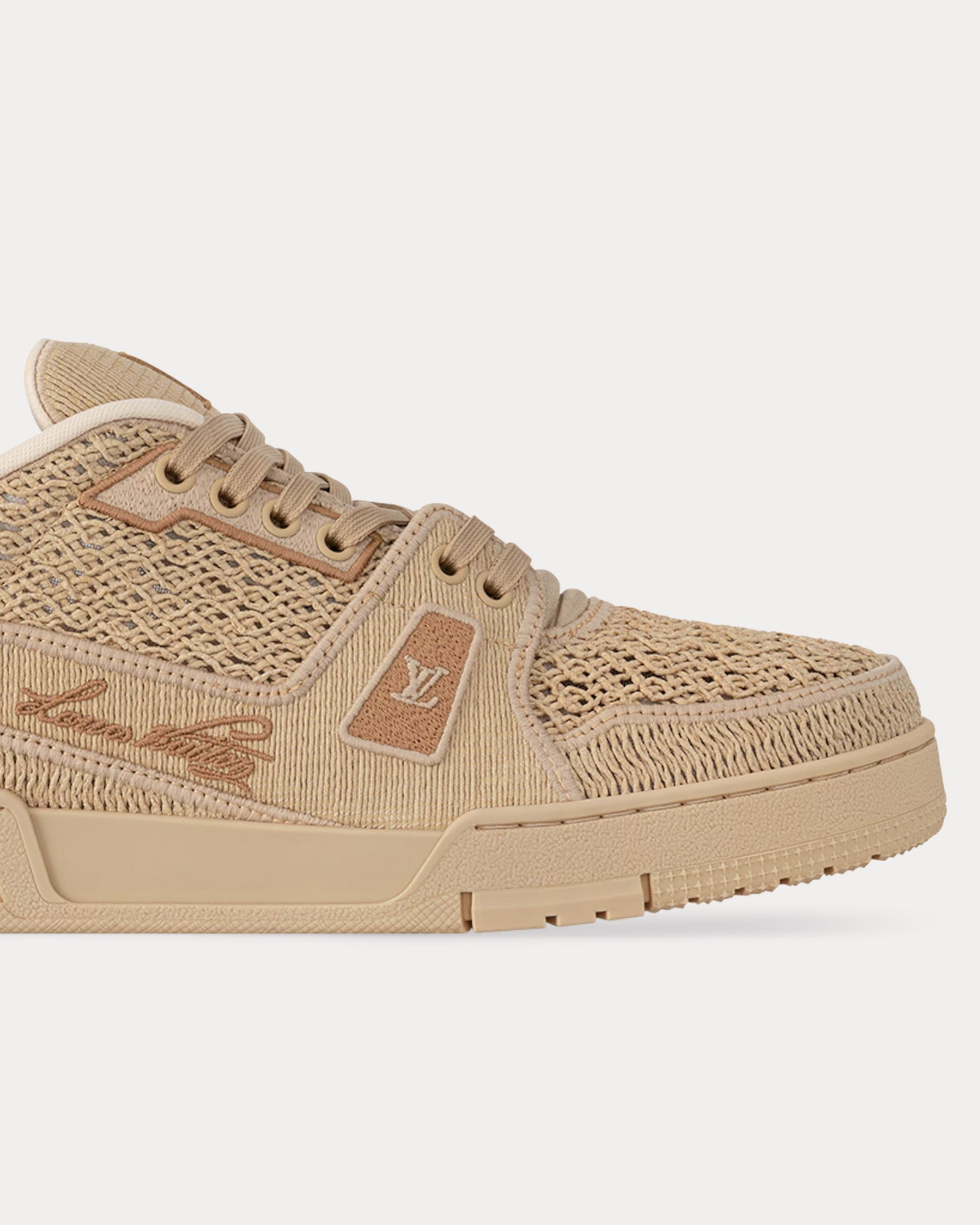 Louis Vuitton LV Trainers Raffia Beige Low Top Sneakers - 2