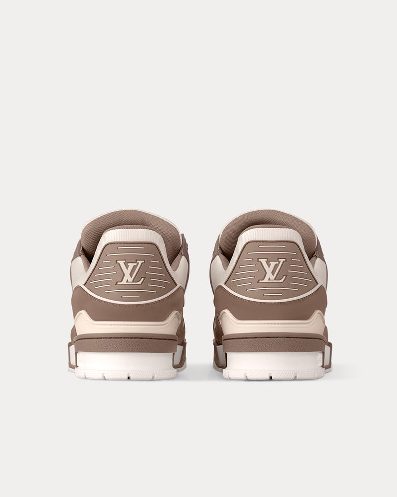 Louis Vuitton LV Trainers Nubuck & Grained Calf Leather Taupe Brown Low Top Sneakers - 3