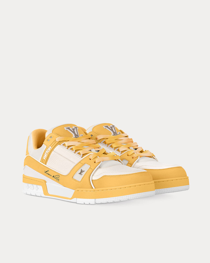 Louis Vuitton LV Trainers Nubuck & Grained Calf Leather Yellow Low Top Sneakers - 2