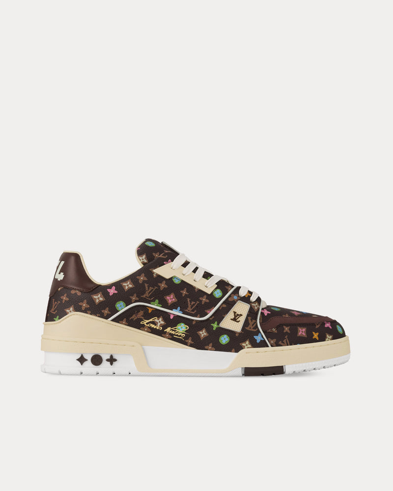 Louis Vuitton x Tyler the Creator LV Trainers Monogram-Printed Grained Calf Leather Mocha Brown Low Top Sneakers - 1