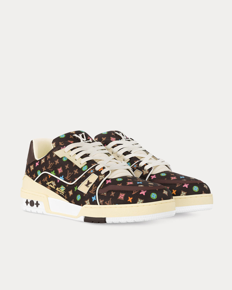 Louis Vuitton x Tyler the Creator LV Trainers Monogram-Printed Grained Calf Leather Mocha Brown Low Top Sneakers - 3