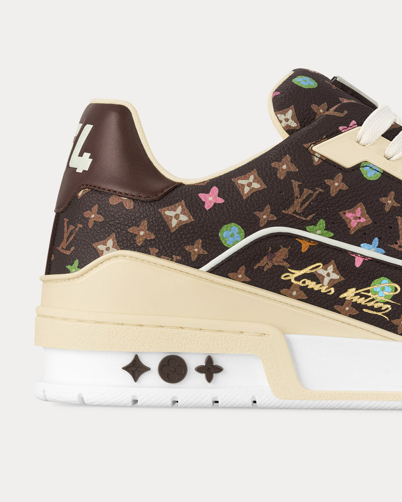 Louis Vuitton x Tyler the Creator LV Trainers Monogram-Printed Grained Calf Leather Mocha Brown Low Top Sneakers - 5