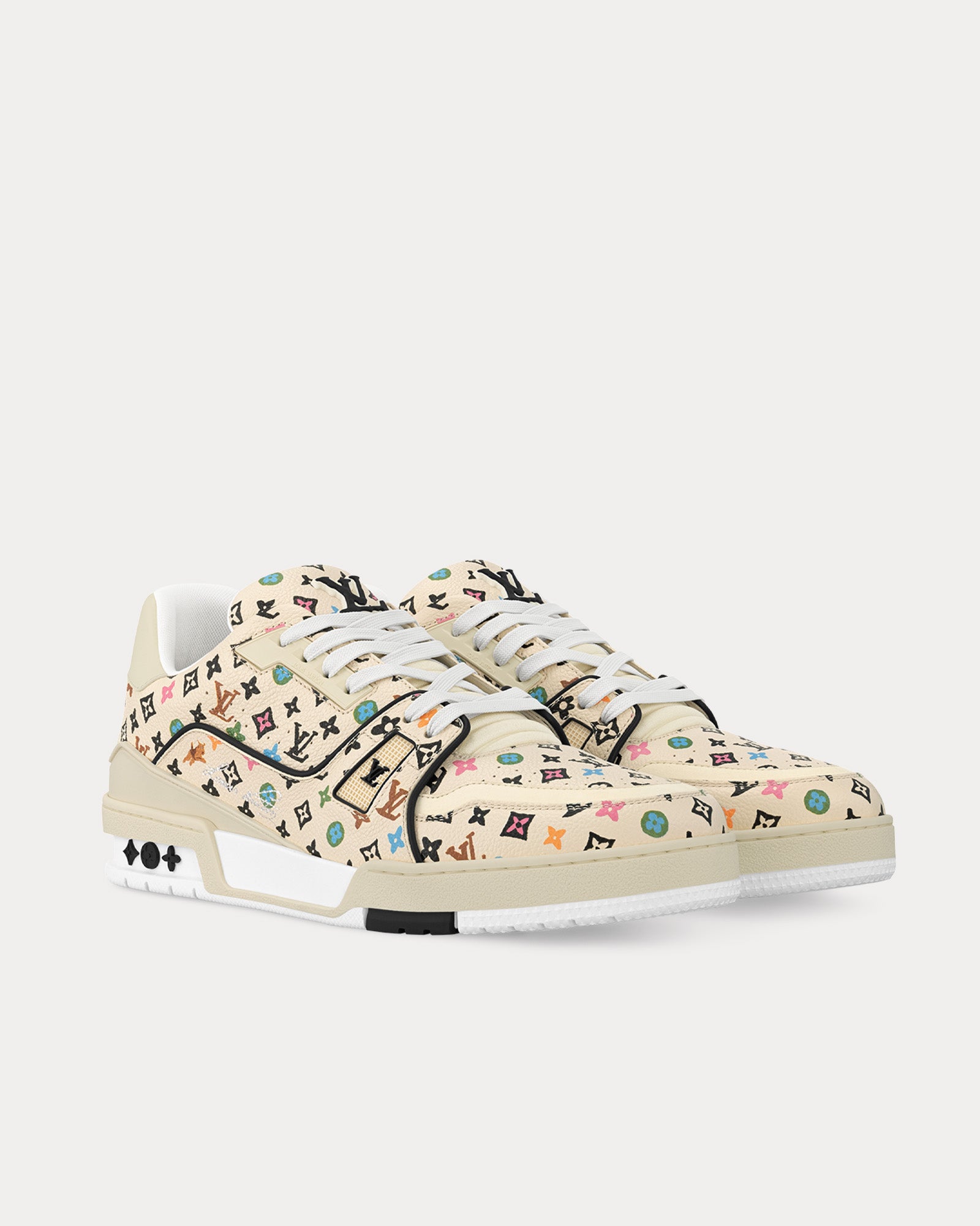 Louis Vuitton x Tyler the Creator LV Trainers Monogram-Printed Grained Calf Leather Beige Low Top Sneakers - 3