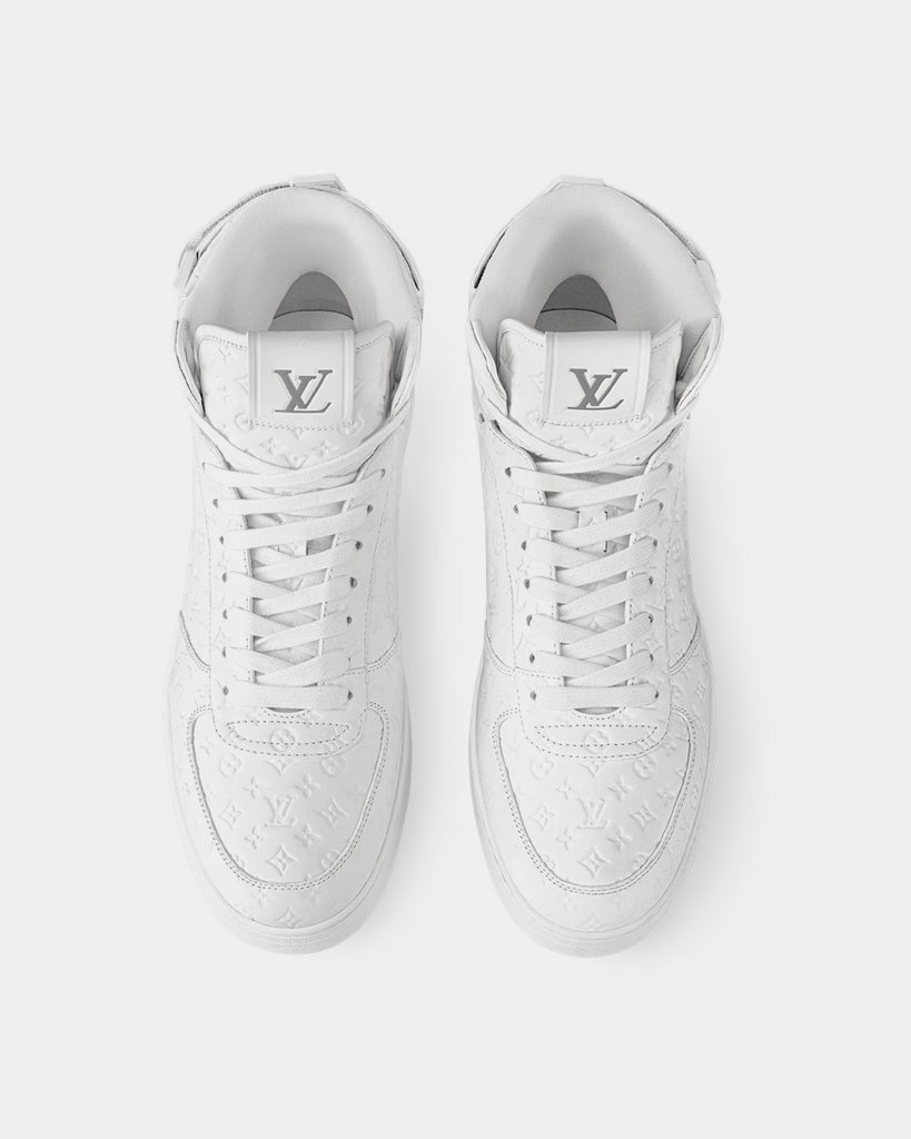 Louis Vuitton Men's White Leather & Monogram Canvas Rivoli Sneaker Boot
