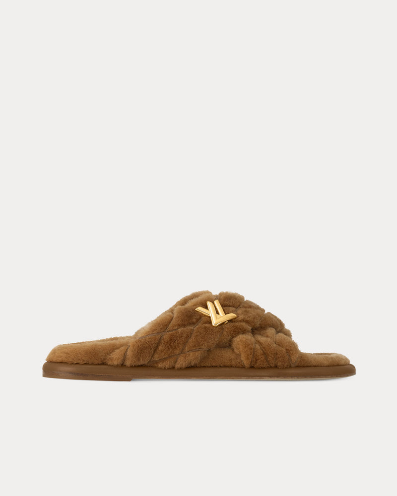 Louis Vuitton LV Bliss Comfort Shearling Camel Mules - 1