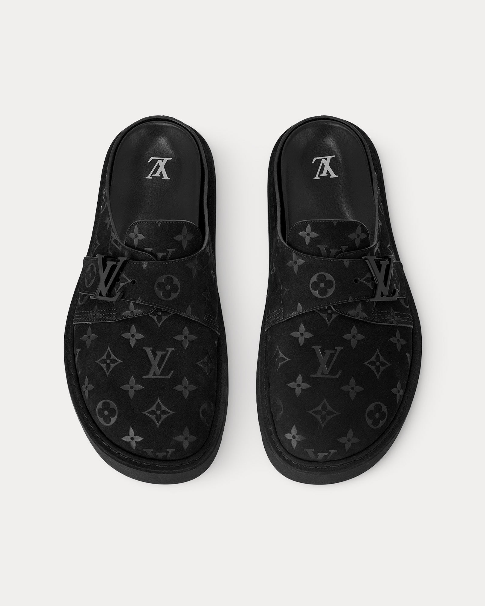 Louis Vuitton LV Easy Monogram-Embossed Leather Black Mules - 2