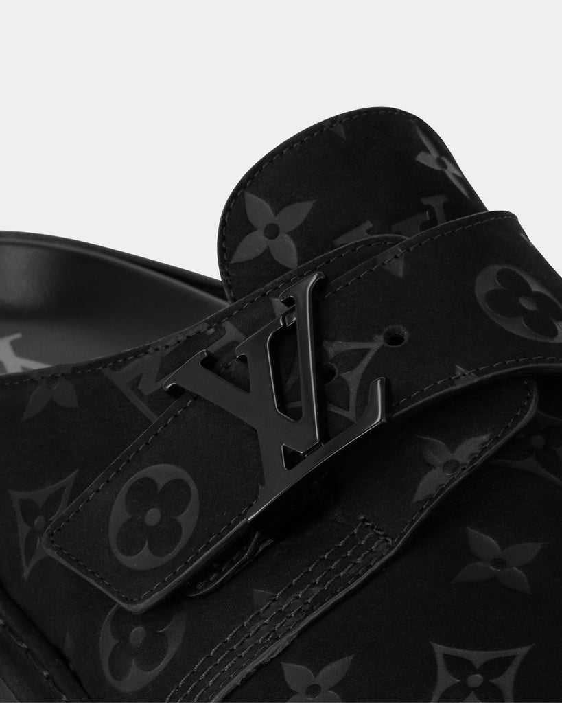 Louis Vuitton LV Easy Monogram Embossed Leather Black Mules