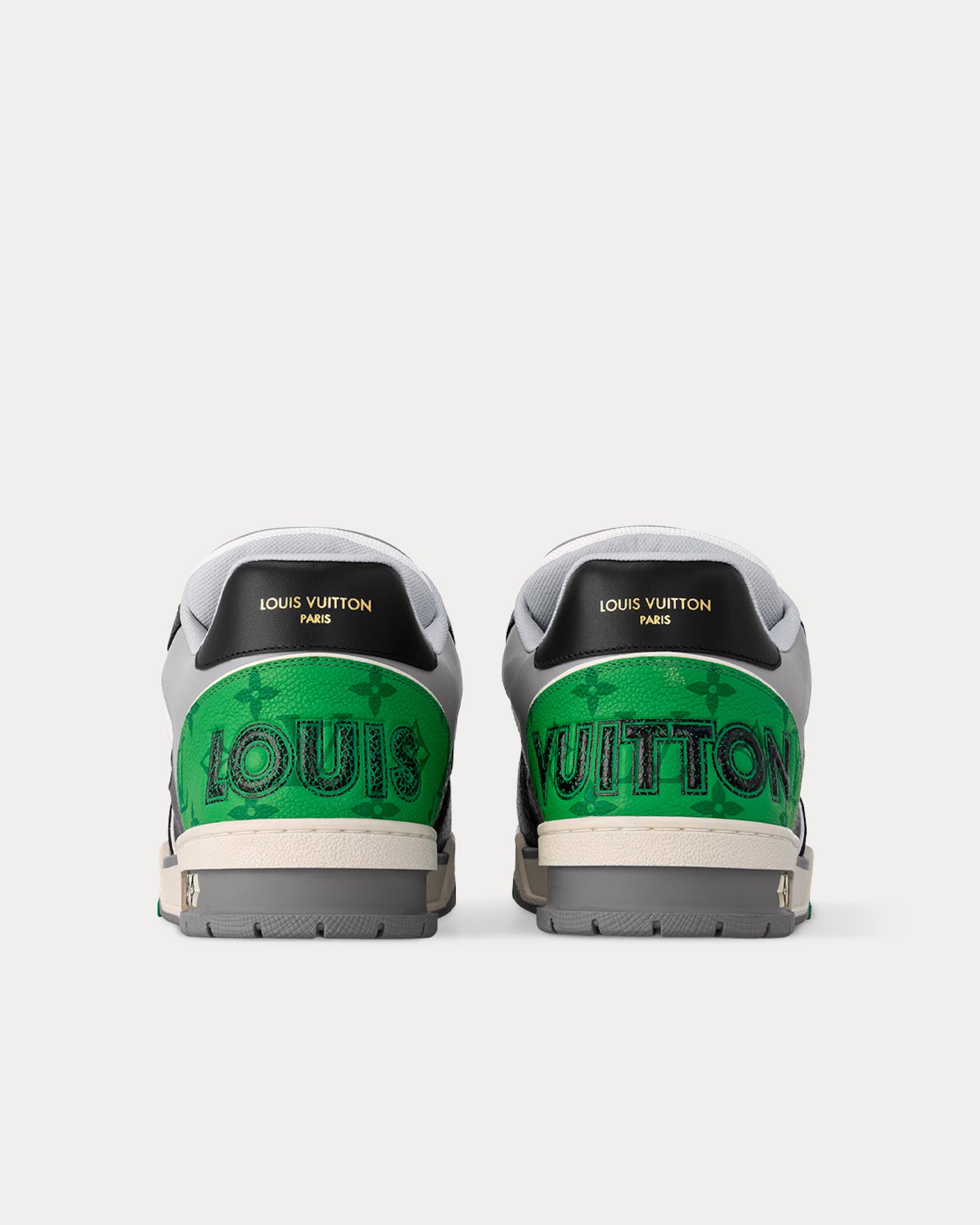 Louis Vuitton LV Trainer Grained Calf leather with Monogram Canvas Black / Green / Grey / White Low Top Sneakers - 3