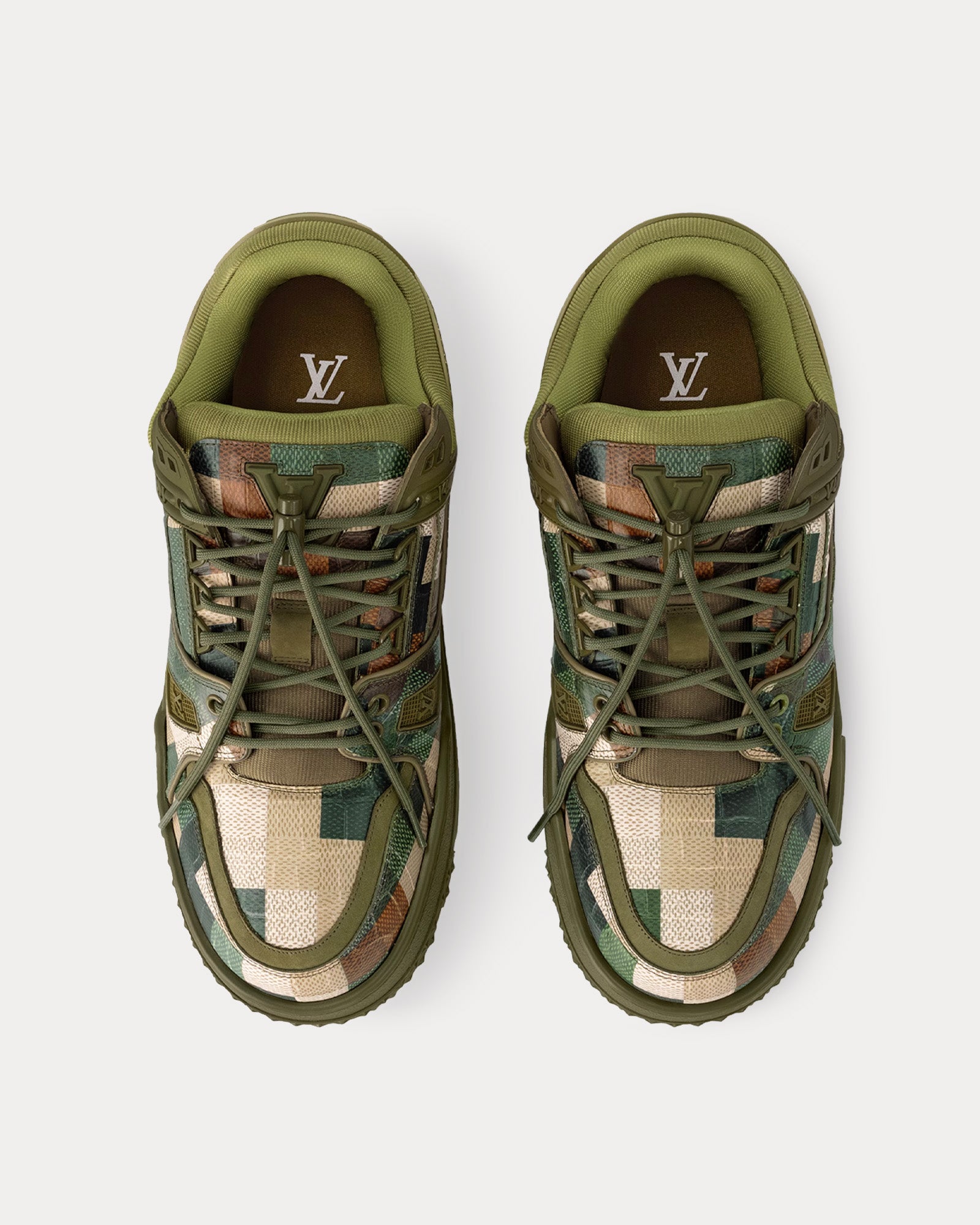 Louis Vuitton LV Trainer Maxi Leather with Damoflage Khaki Green Low Top Sneakers - 2