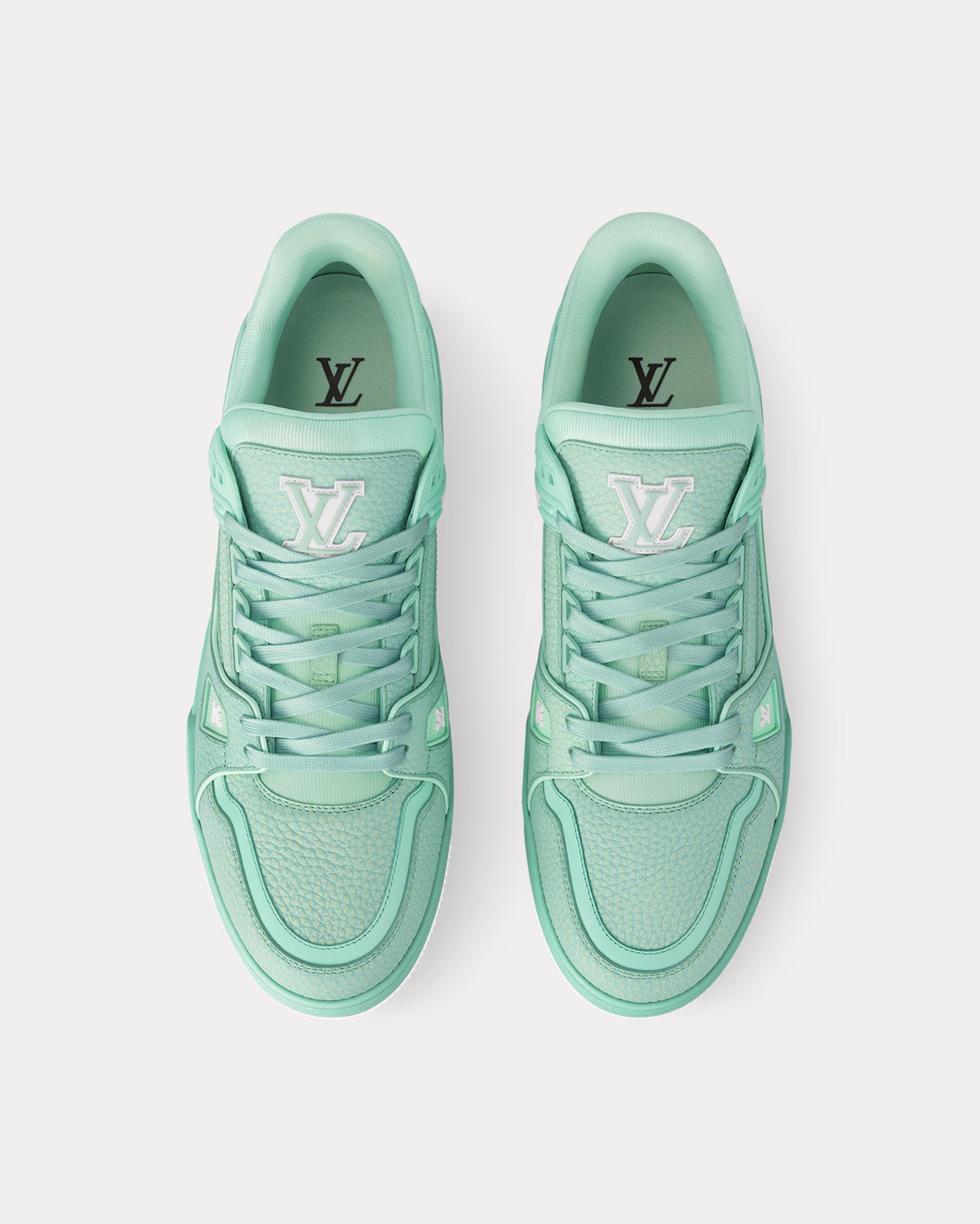 Louis Vuitton LV Trainer Grained Calf Leather Pastel Green Low Top Sneakers - 2