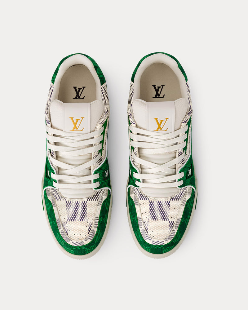 Louis Vuitton LV Trainers Damier Grained Calf Leather Green Low Top Sneakers - 2