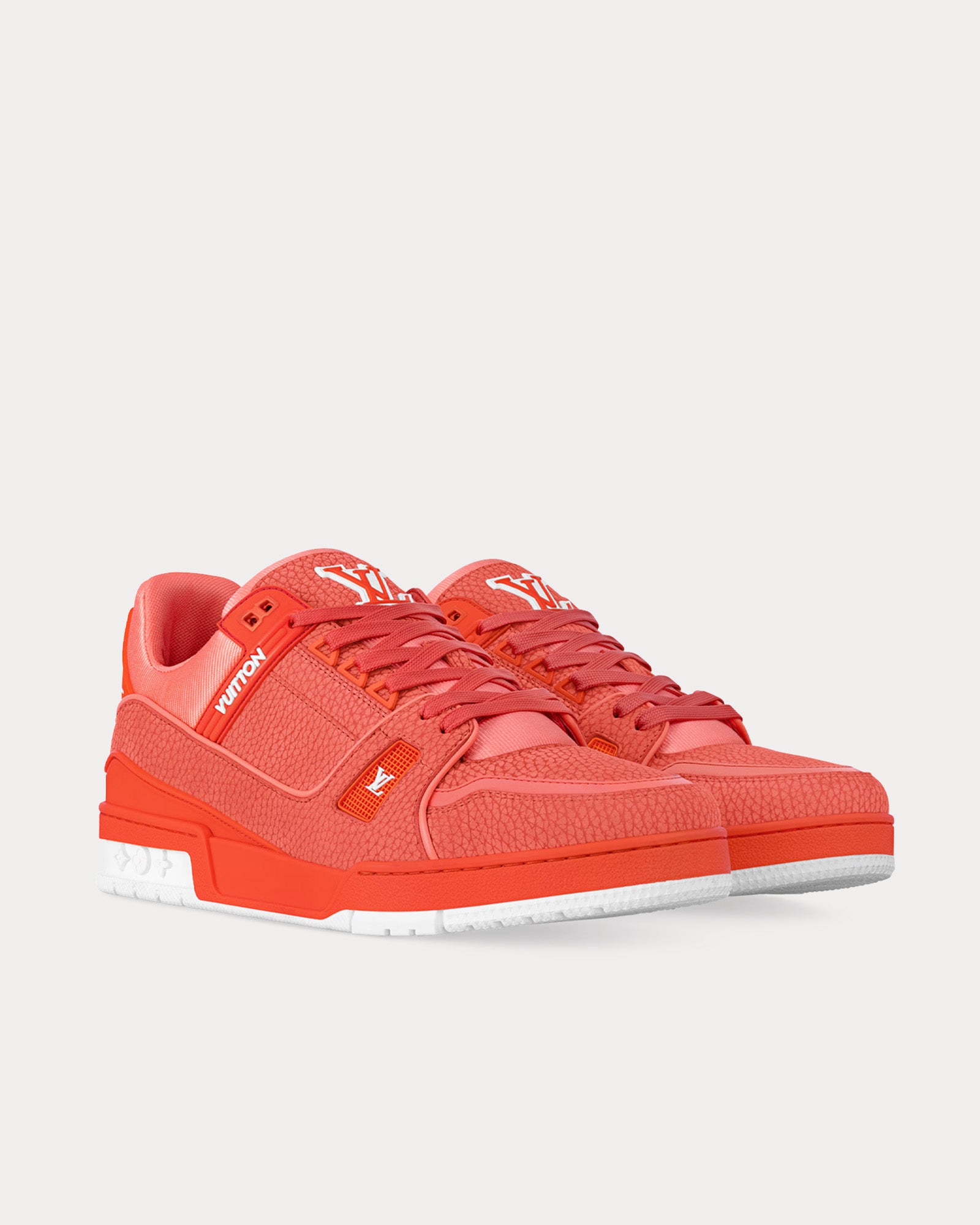 Louis Vuitton LV Trainer Grained Calf Leather Pastel Orange Low Top Sneakers - 2