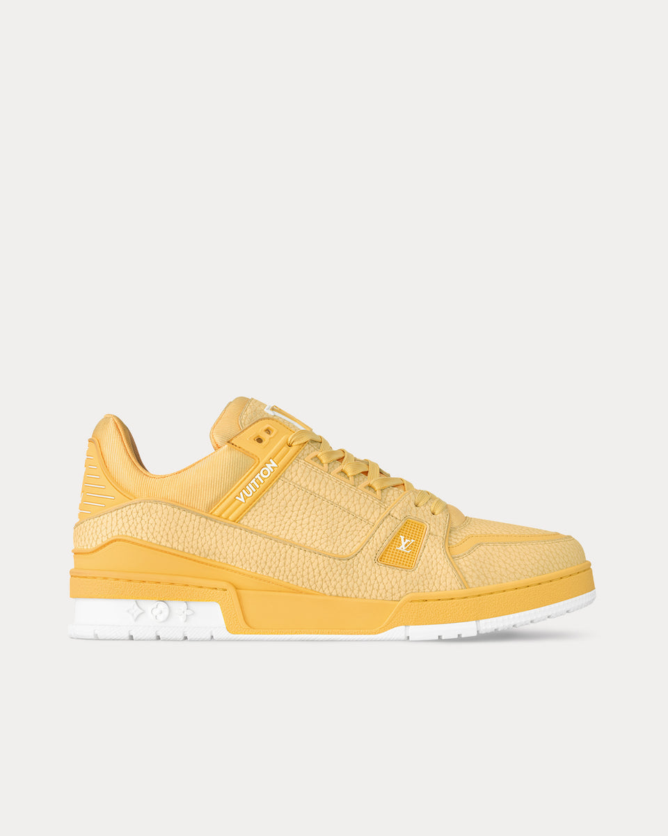 Louis Vuitton LV Trainer Grained Calf Leather Pastel Yellow Low Top Sneakers Sneak in Peace