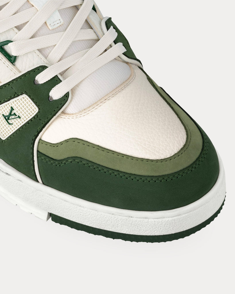 Louis Vuitton White & Light Green 'LV Trainer' Sneakers