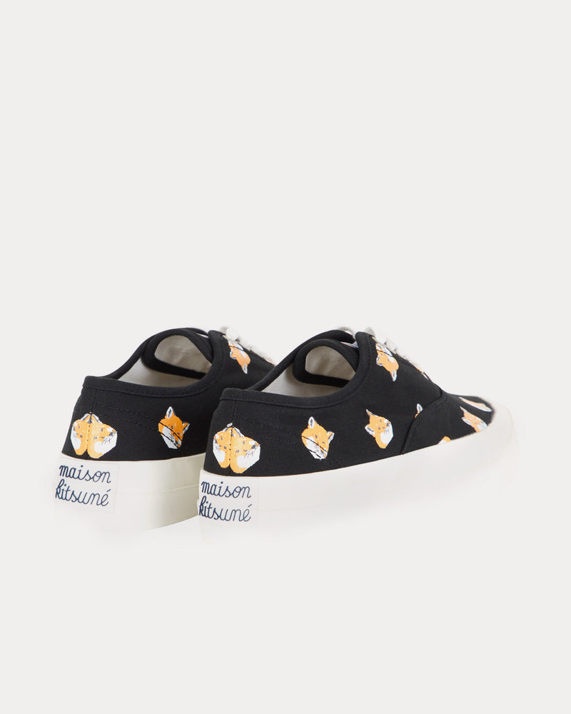 Maison Kitsuné All Over Fox Head Laced Canvas Black Low Top Sneakers - 3