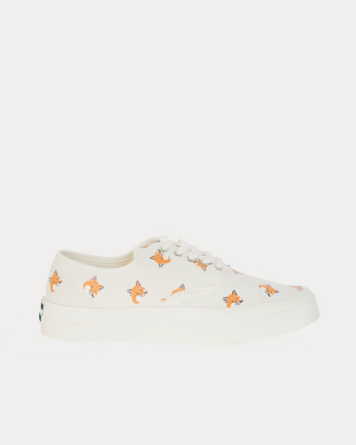 Maison Kitsuné All Over Fox Head Laced Canvas White Low Top Sneakers - 1