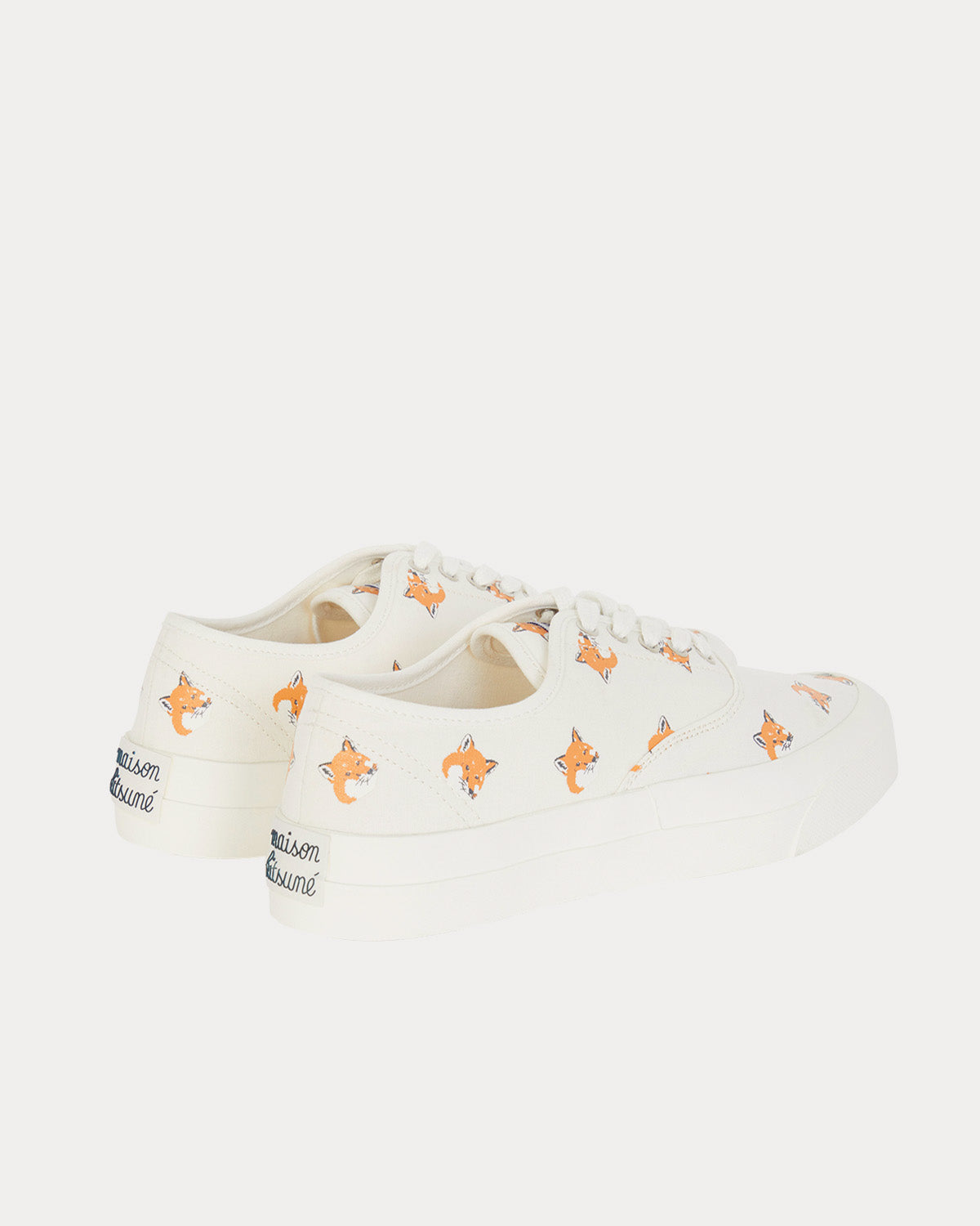 Maison Kitsuné All Over Fox Head Laced Canvas White Low Top Sneakers - 3