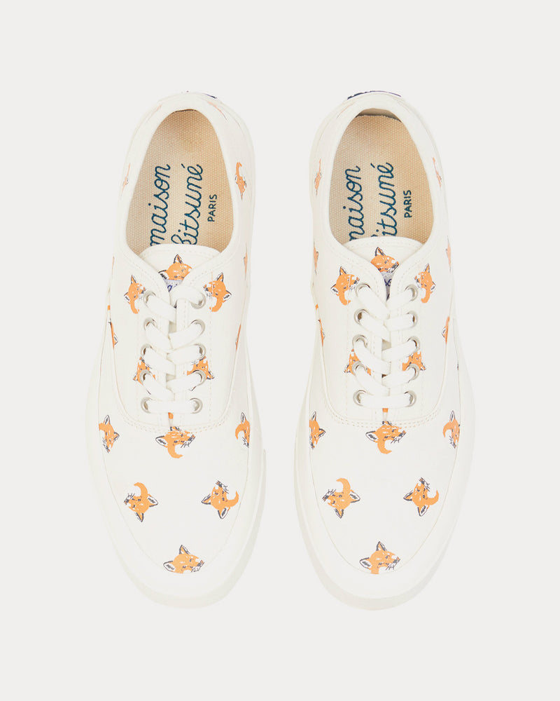 Maison Kitsuné All Over Fox Head Laced Canvas White Low Top Sneakers - 2