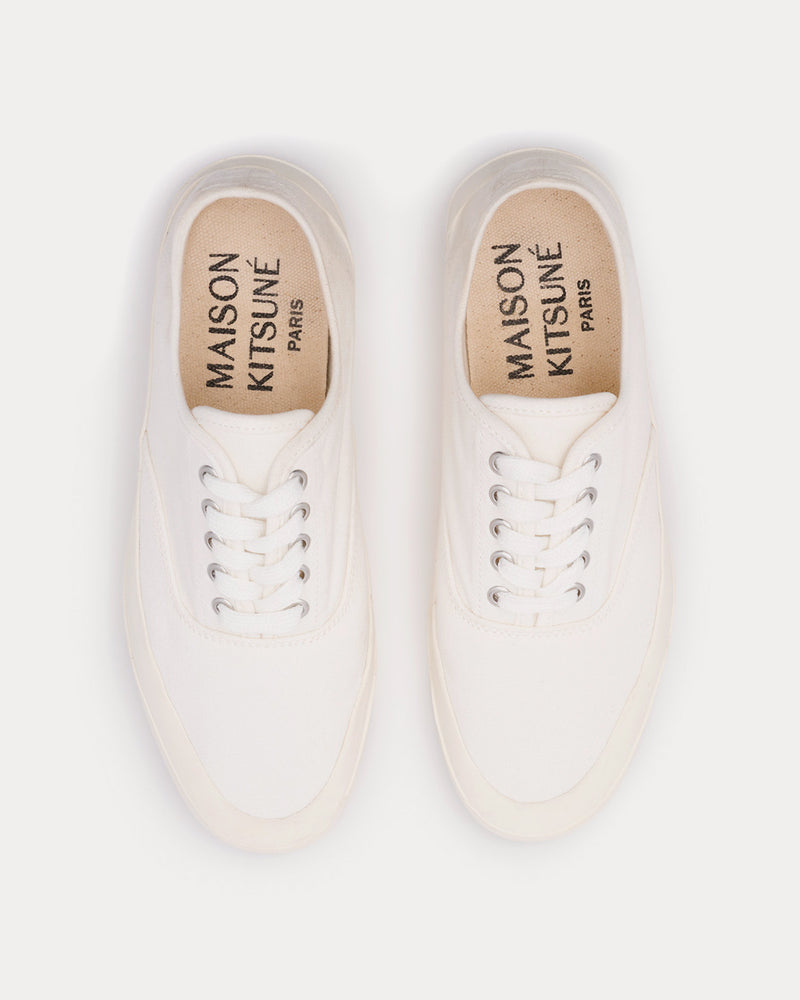 Maison Kitsuné MK Printed Sole Laced Canvas White Low Top Sneakers - 2