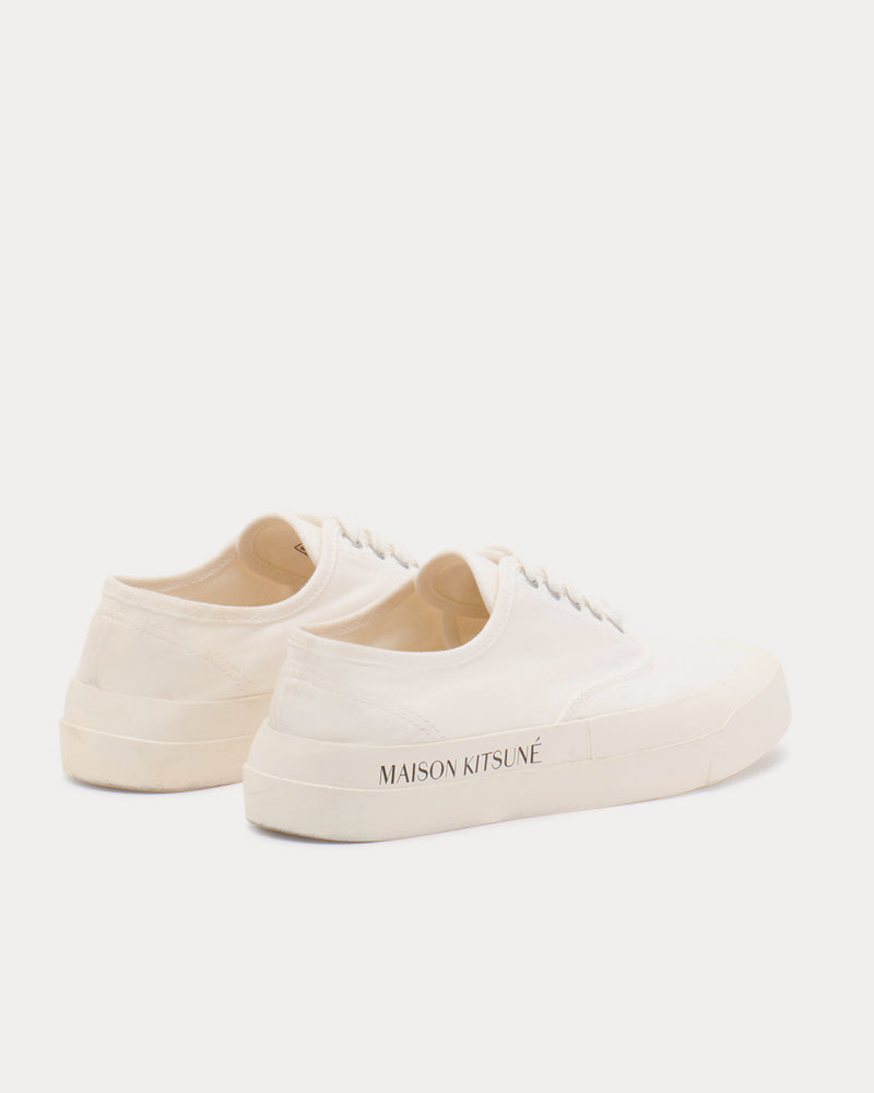 Maison Kitsuné MK Printed Sole Laced Canvas White Low Top Sneakers - 3