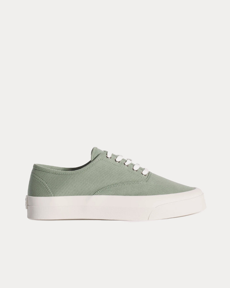 Maison Kitsuné Lace-Up Canvas Vert-De-Gris Low Top Sneakers - 1