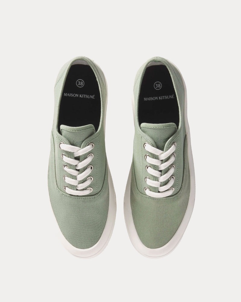 Maison Kitsuné Lace-Up Canvas Vert-De-Gris Low Top Sneakers - 2