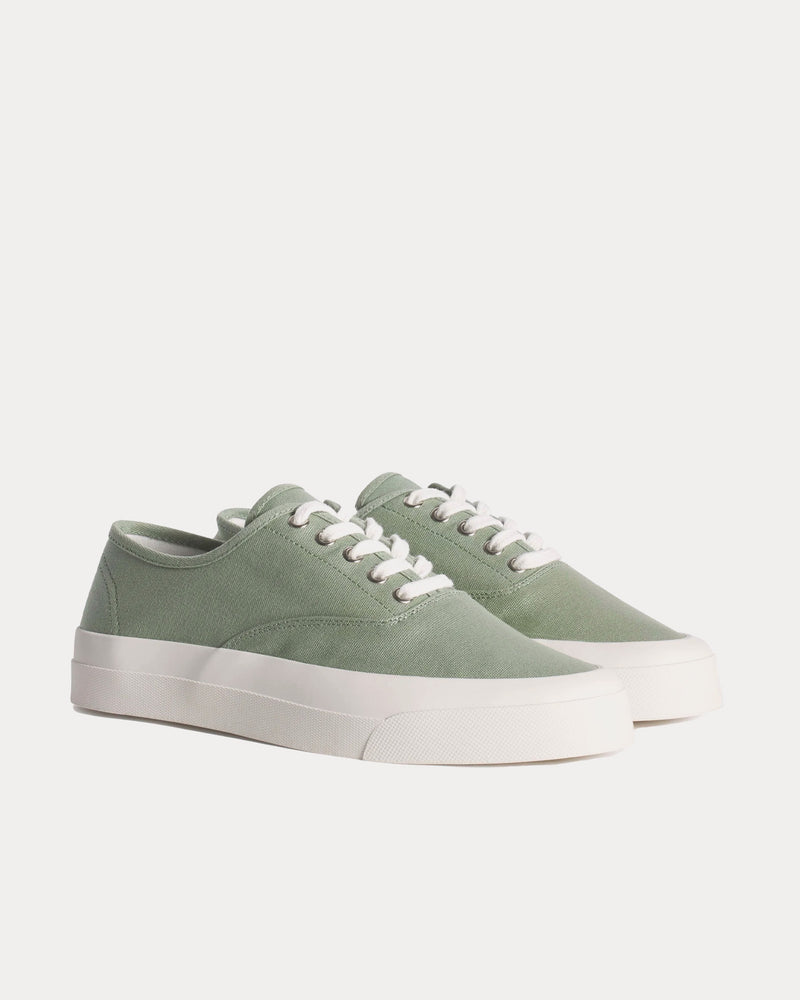 Maison Kitsuné Lace-Up Canvas Vert-De-Gris Low Top Sneakers - 3