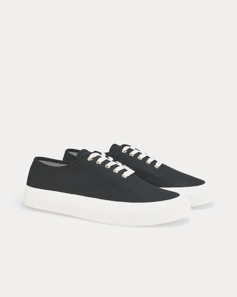 Maison Kitsuné Lace-Up Canvas Black Low Top Sneakers - 3