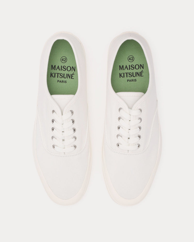 Maison Kitsuné Laced Canvas White Low Top Sneakers - 2